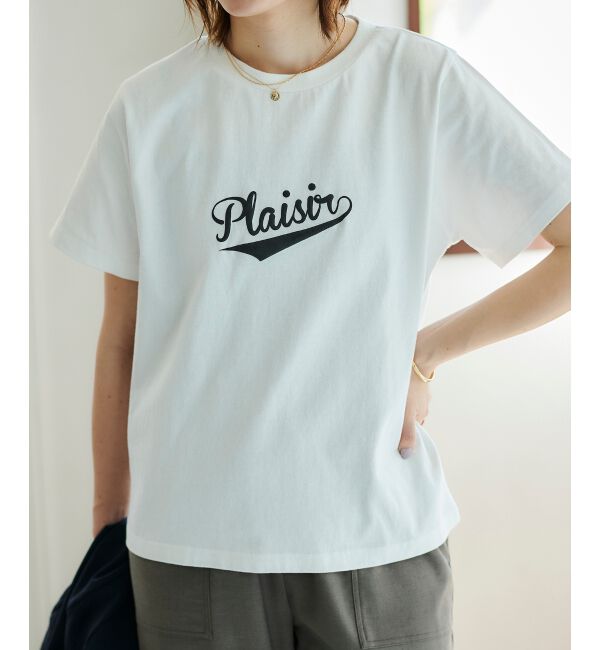  「《手洗い可能》Plaisir発泡プリントロゴTシャツ」|Tシャツ・カットソー|