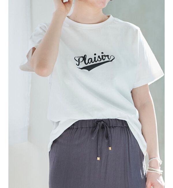  「《手洗い可能》Plaisir発泡プリントロゴTシャツ」|Tシャツ・カットソー|