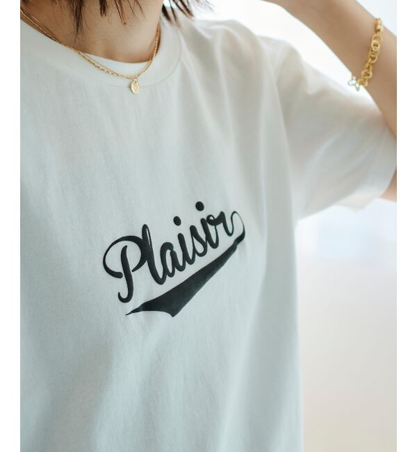  「《手洗い可能》Plaisir発泡プリントロゴTシャツ」|Tシャツ・カットソー|