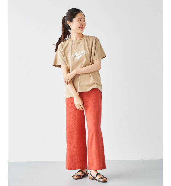  「《手洗い可能》Plaisir発泡プリントロゴTシャツ」|Tシャツ・カットソー|