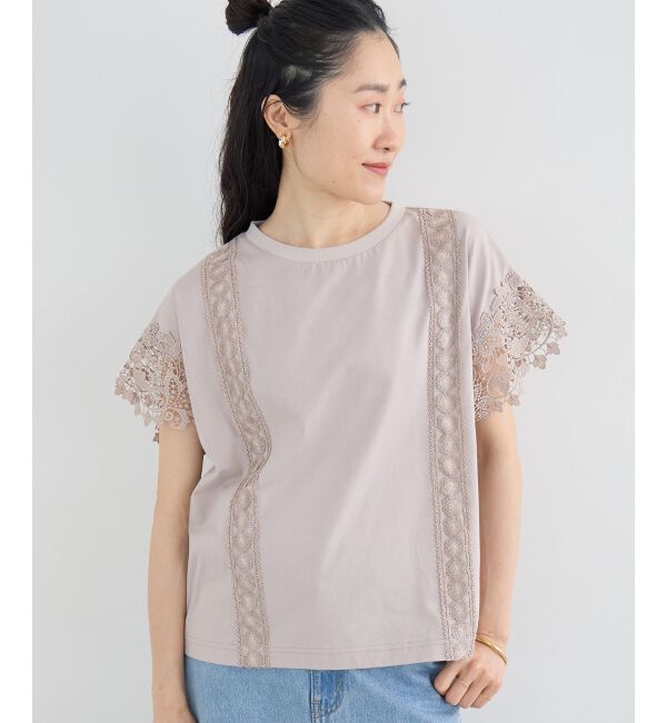 「レースドッキングカットソー」|Tシャツ・カットソー|