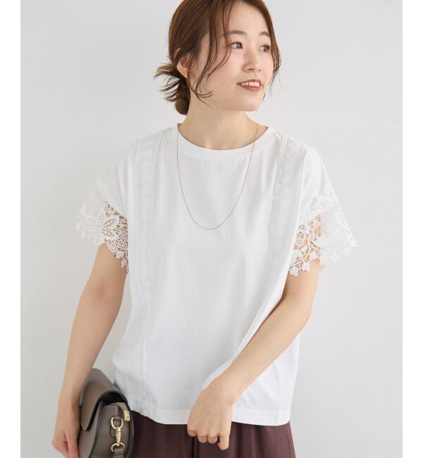  「レースドッキングカットソー」|Tシャツ・カットソー|