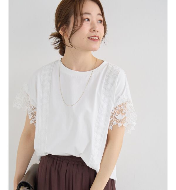  「レースドッキングカットソー」|Tシャツ・カットソー|