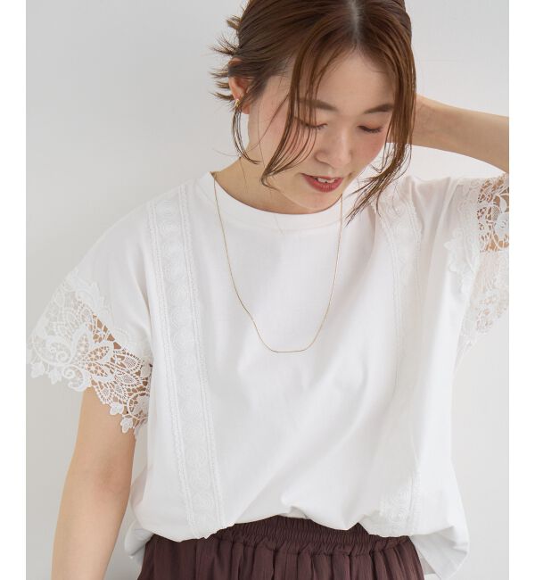  「レースドッキングカットソー」|Tシャツ・カットソー|