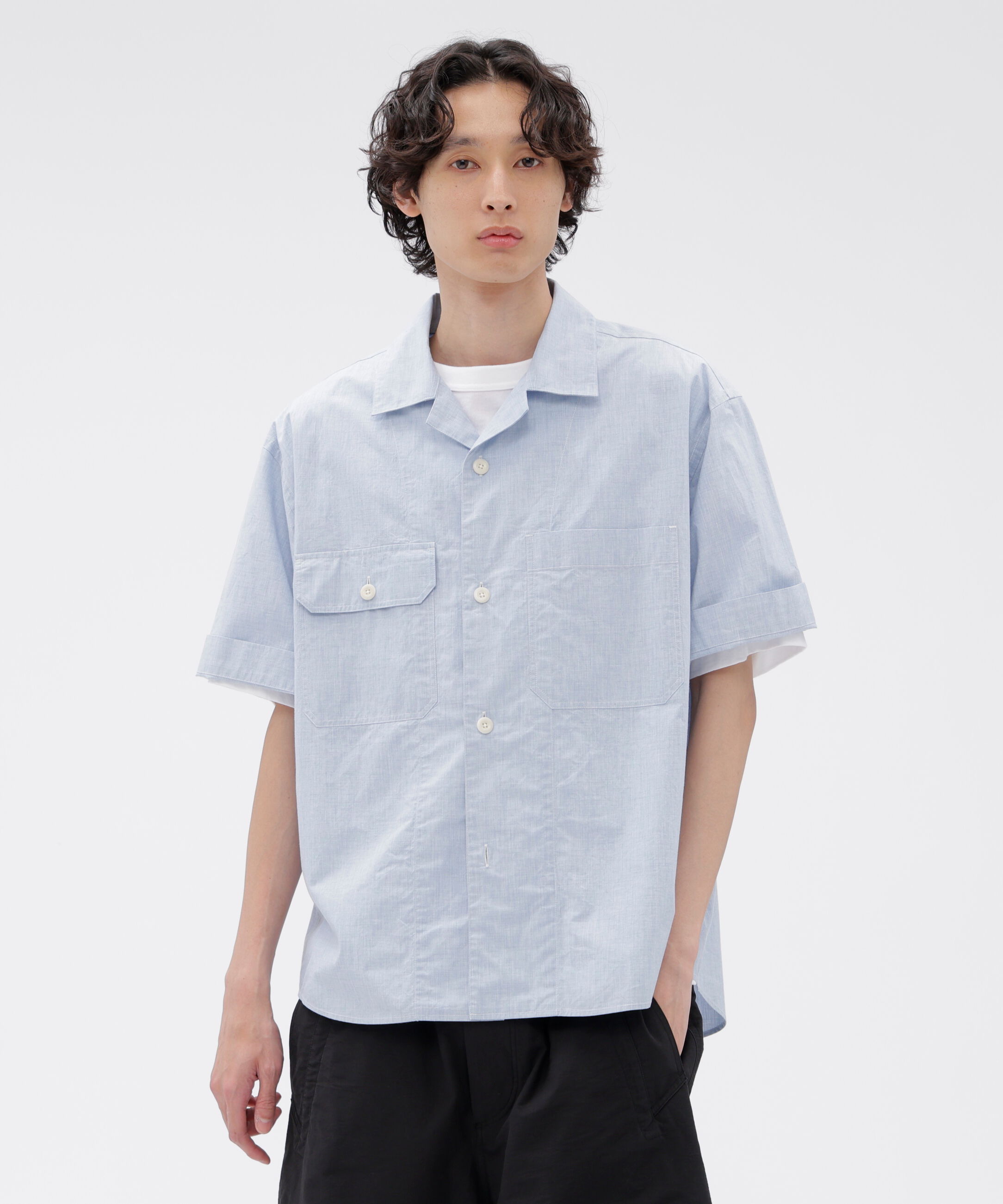 MHL.「HIGHCOUNT TOP DYED COTTON SHIRT」|シャツ・ブラウス|PALE BLUE1