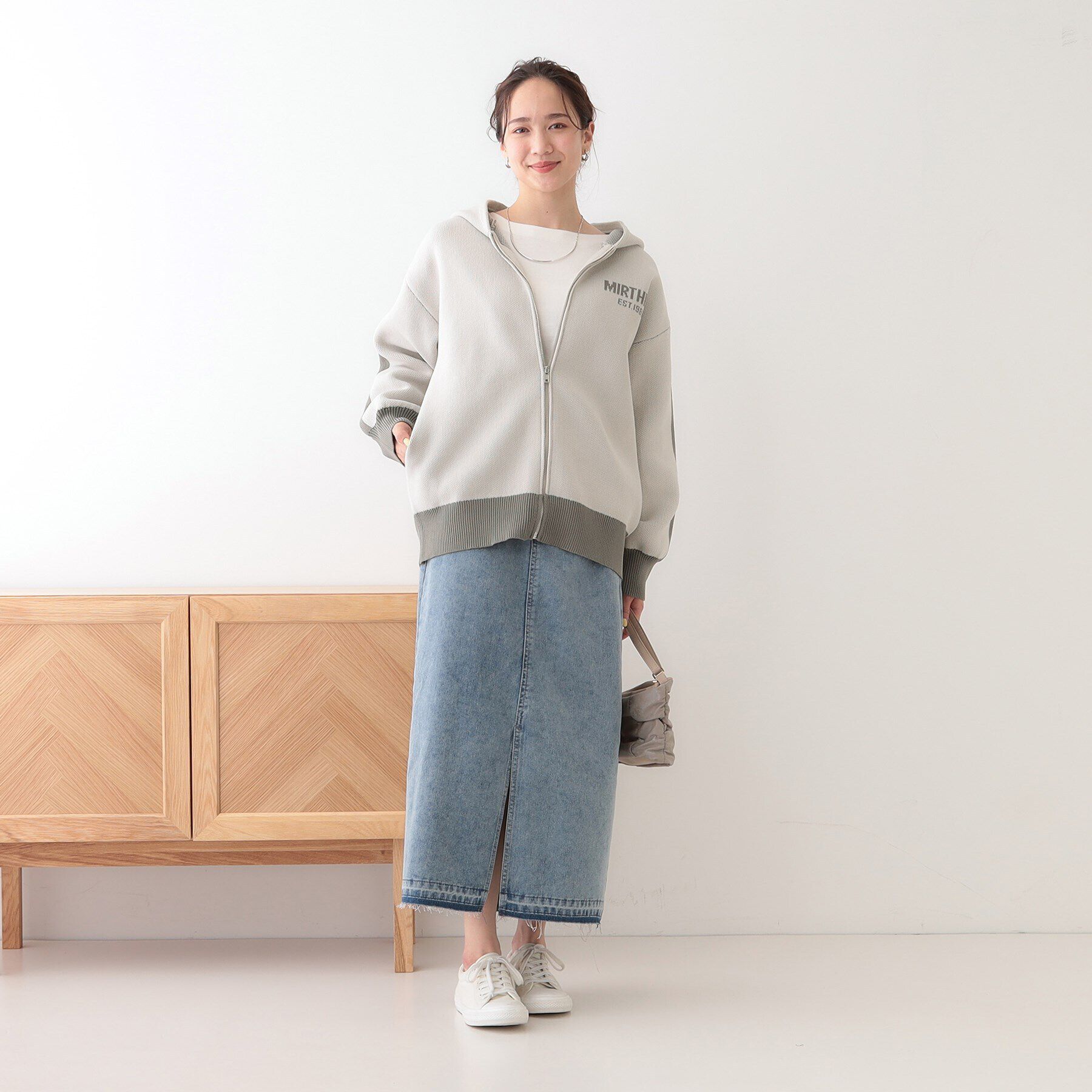 SHOO･LA･RUE「ラインで魅せる スポンディッシュニットZIPパーカ」|カーディガン|