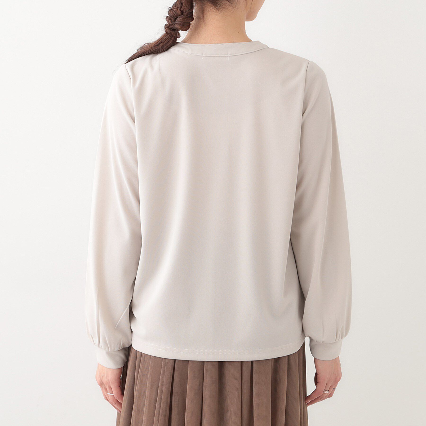 SHOO･LA･RUE「【洗える/S-LL/洗濯後しわになりにくい】ブラウス見えボウタイ風トップス」|Tシャツ・カットソー|