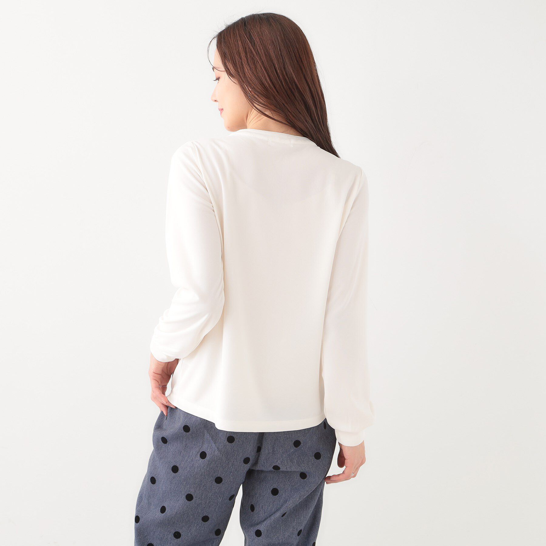 SHOO･LA･RUE「【洗える/S-LL/洗濯後しわになりにくい】ブラウス見えボウタイ風トップス」|Tシャツ・カットソー|