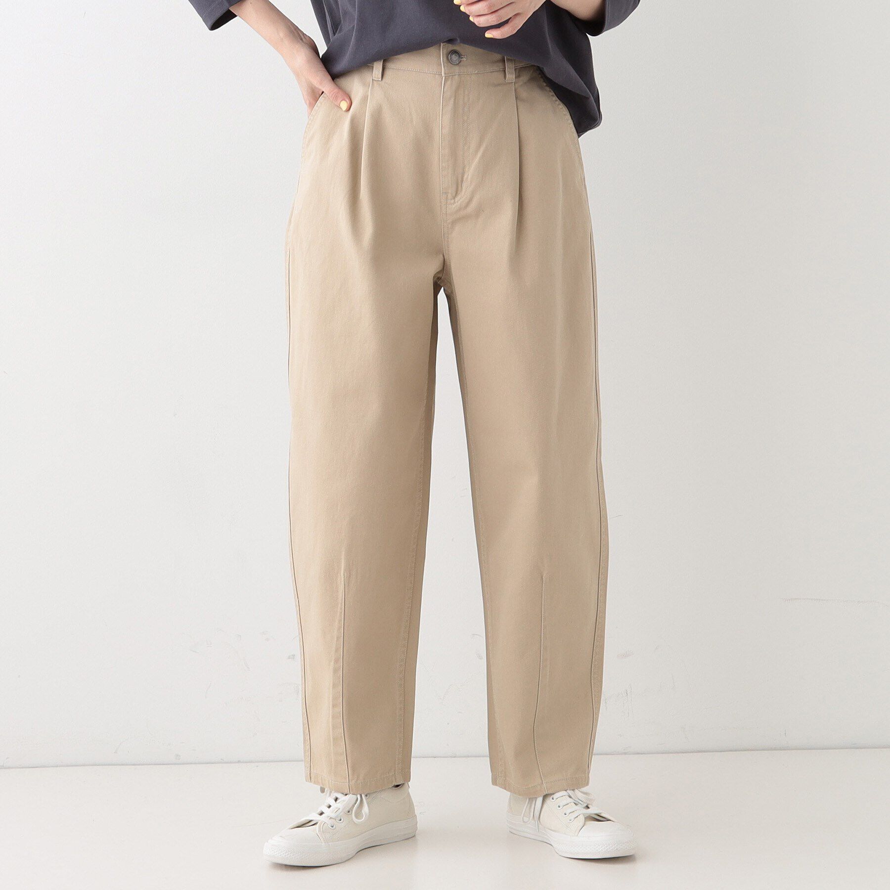 SHOO･LA･RUE「【洗える/S-LL】脚のラインを拾いにくい 綿ツイルカーブパンツ」|その他|