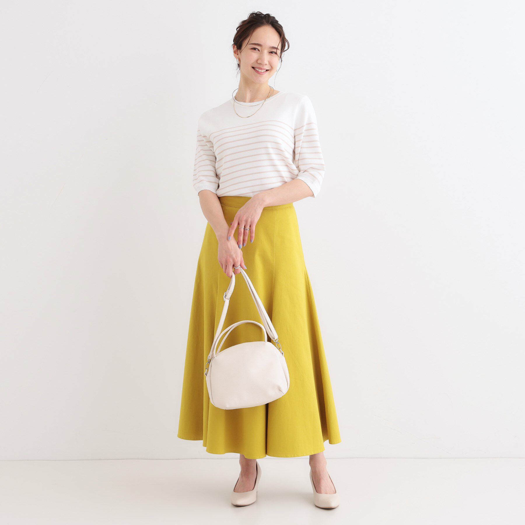 SHOO･LA･RUE「【高レビュー/洗える/S-LL】季節の変わり目から活躍 5分袖ニット」|ニット・セーター|