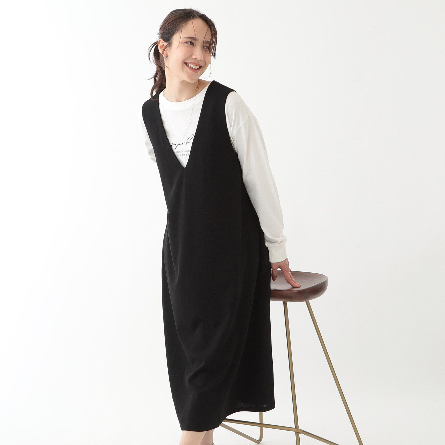 SHOO･LA･RUE「【洗える】フレアラインが美しい サラっと着られる Vネックジャンドレ」|ワンピース|