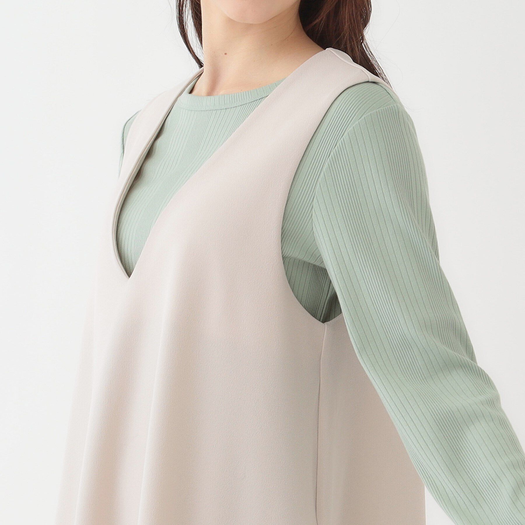 SHOO･LA･RUE「【洗える】フレアラインが美しい サラっと着られる Vネックジャンドレ」|ワンピース|