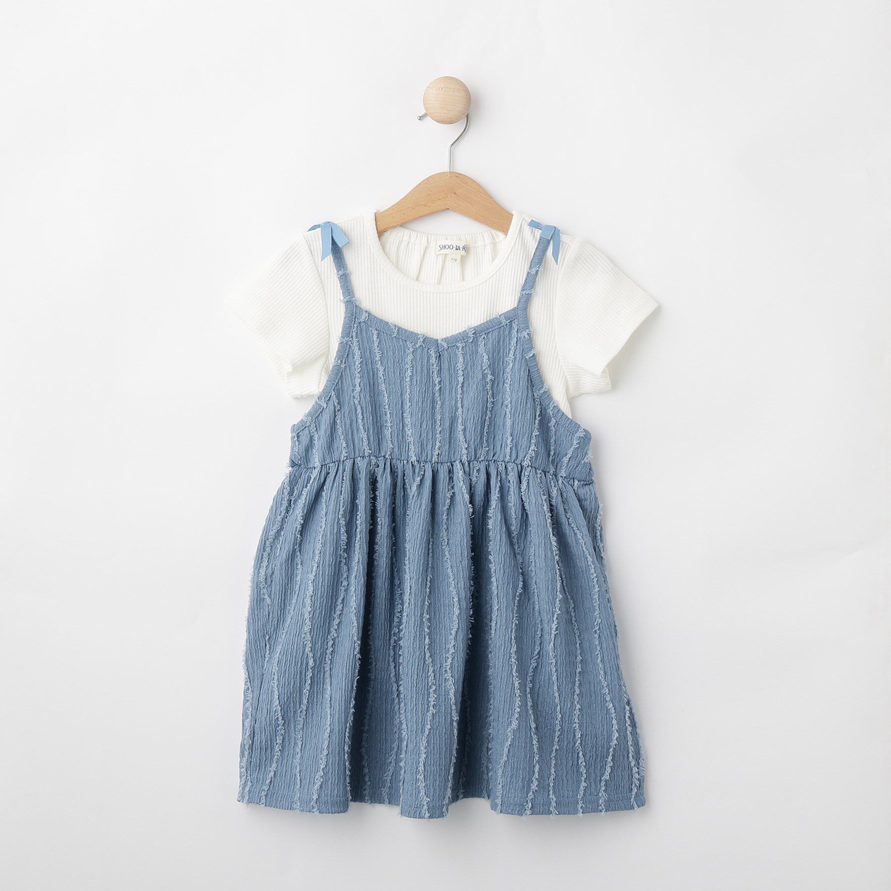 SHOO･LA･RUE「【100-150cm/2点セット】ポコポコの表面感が魅力 楊柳キャミチュニック＋Tシャツ」|その他|