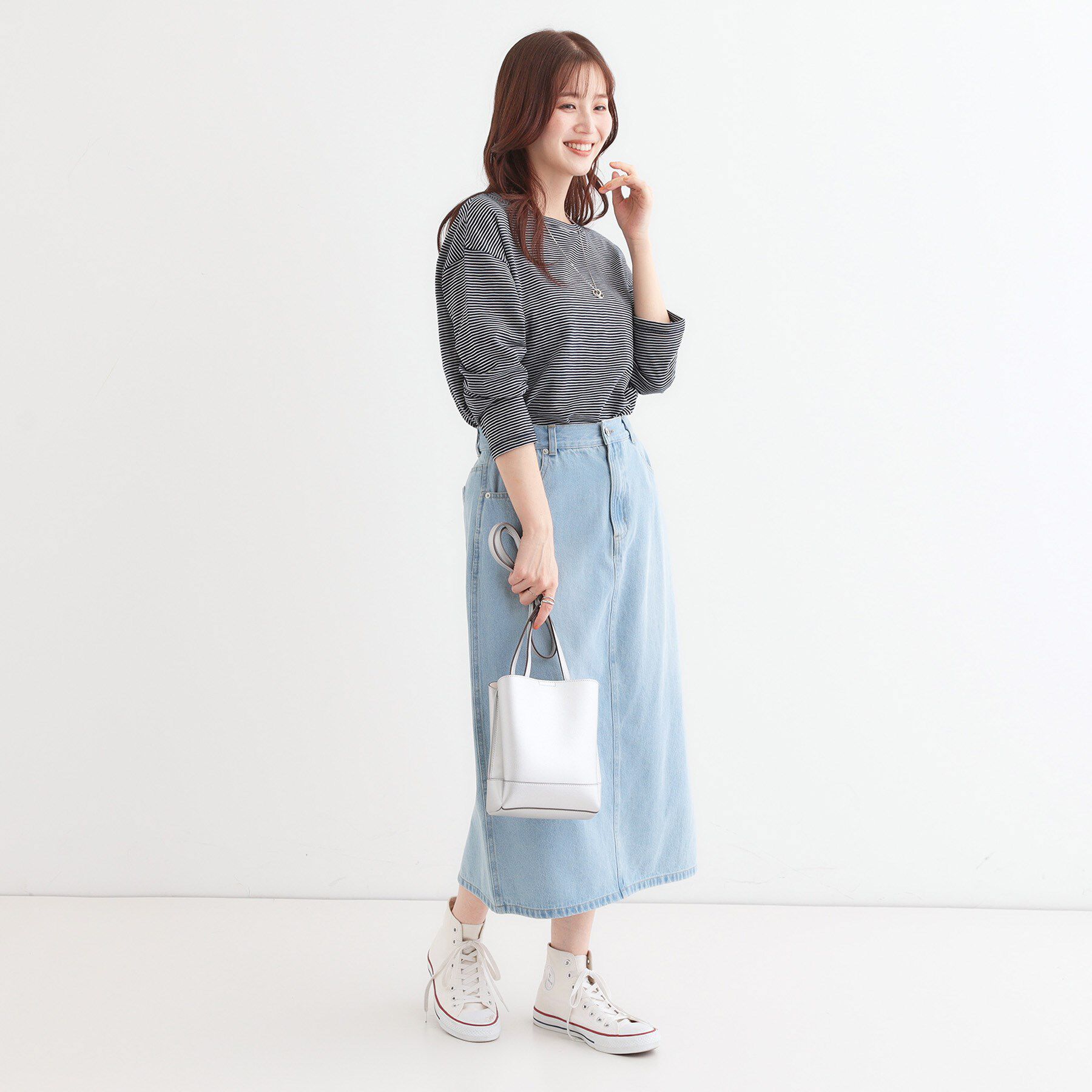 SHOO･LA･RUE「【洗える/S-LL】大人カジュアルに スラブボーダーロンT」|Tシャツ・カットソー|