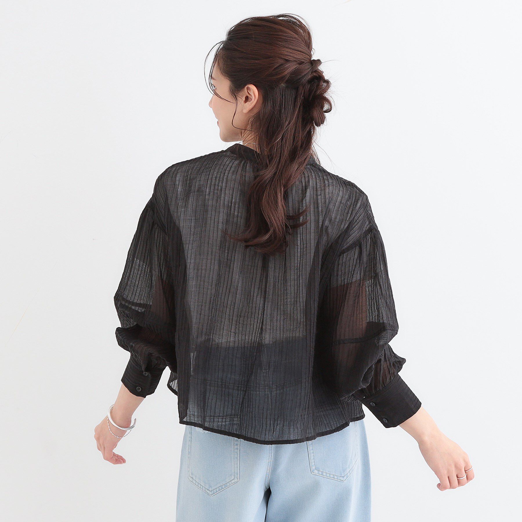 SHOO･LA･RUE「バンドカラーデザインシアーシャツ」|シャツ・ブラウス|
