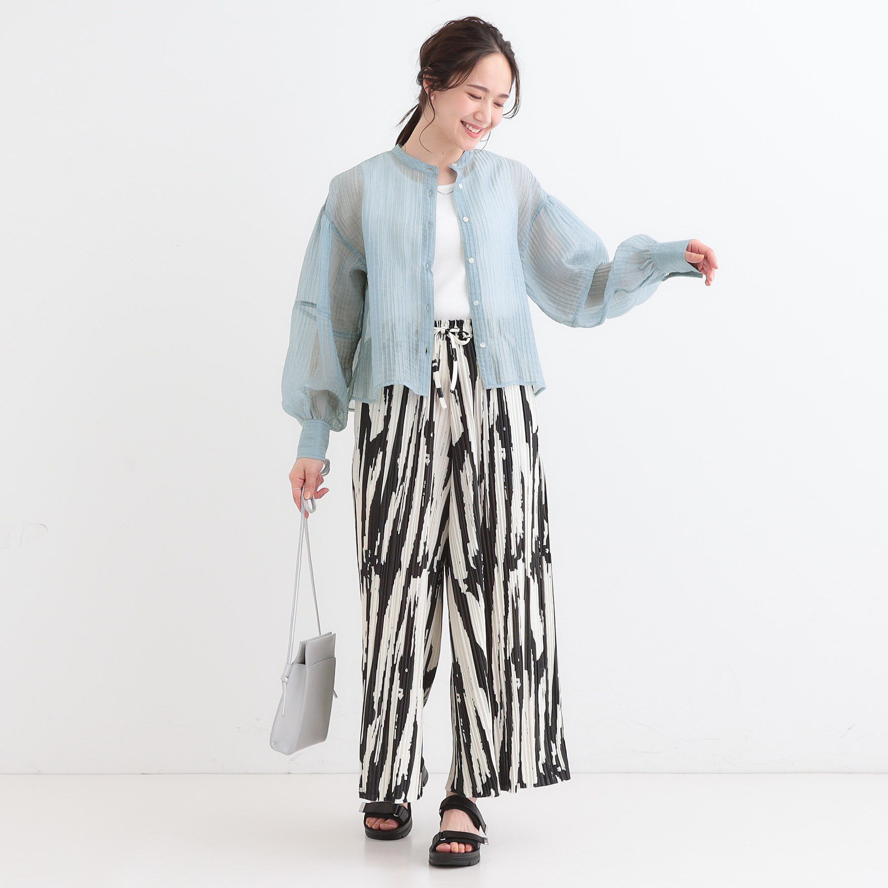 SHOO･LA･RUE「バンドカラーデザインシアーシャツ」|シャツ・ブラウス|