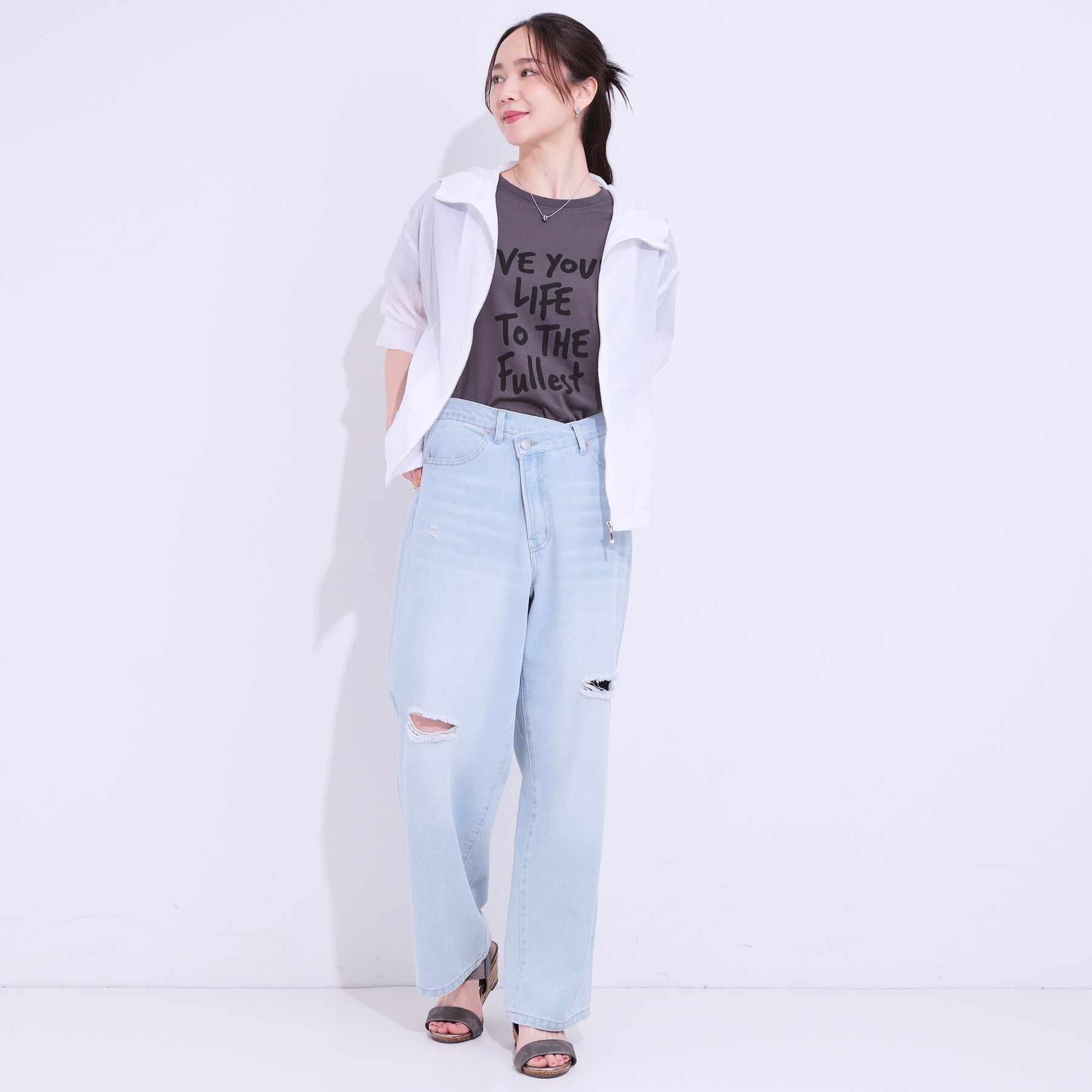 SHOO･LA･RUE「【S-LL】程よいシアー感　大人世代の軽やかフードブルゾン」|ブルゾン・スタジャン|