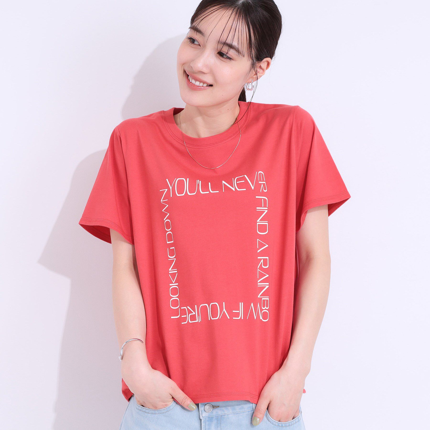 SHOO･LA･RUE「【洗える/S-LL】選べる3柄 ベーシックプリントTシャツ」|Tシャツ・カットソー|ピンク(273)
