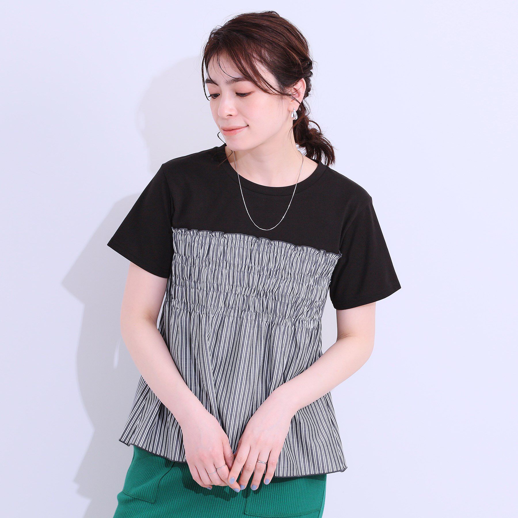 SHOO･LA･RUE「【洗える/S-LL】大人に似合う ビスチェ風ドッキングトップス」|Tシャツ・カットソー|