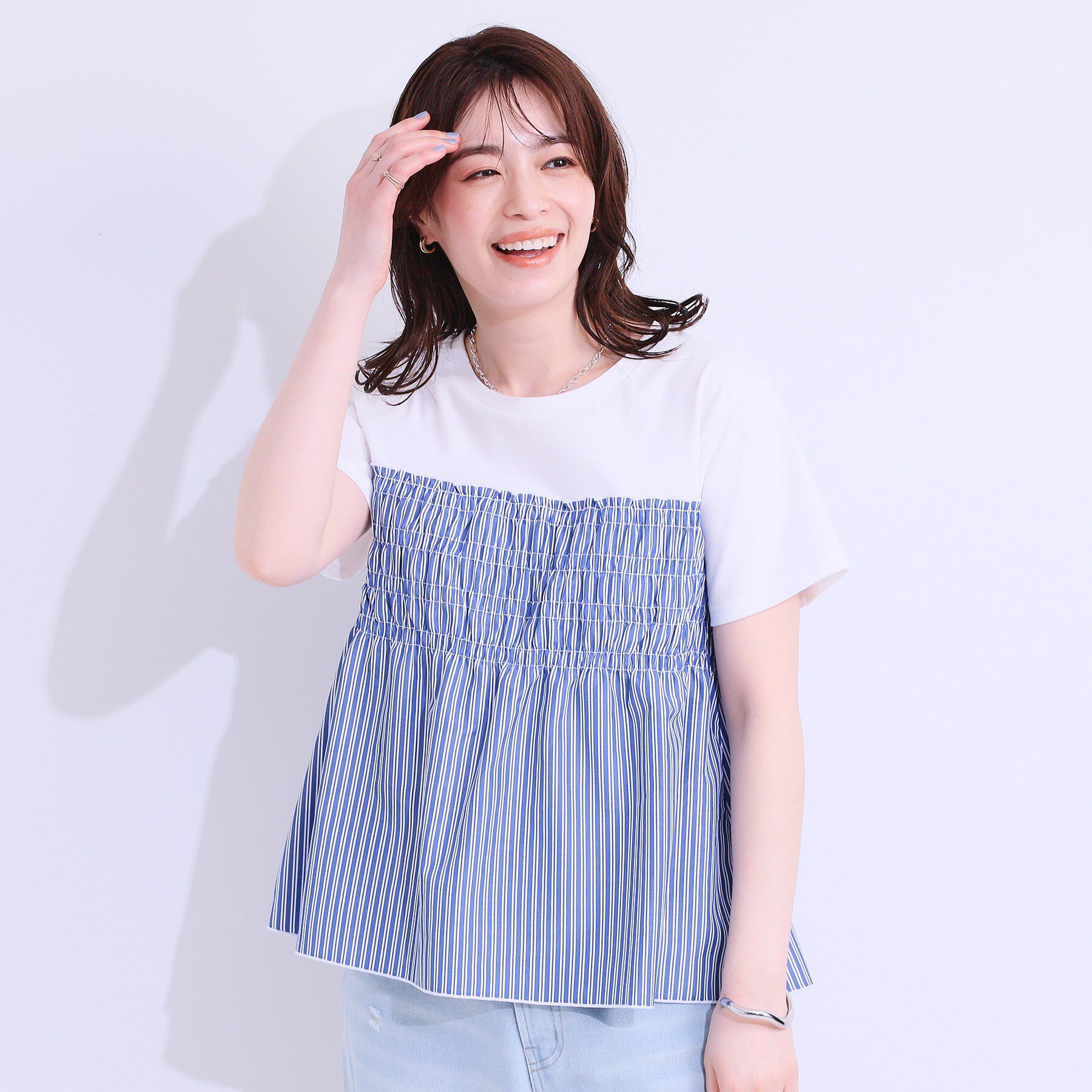 SHOO･LA･RUE「【洗える/S-LL】大人に似合う ビスチェ風ドッキングトップス」|Tシャツ・カットソー|