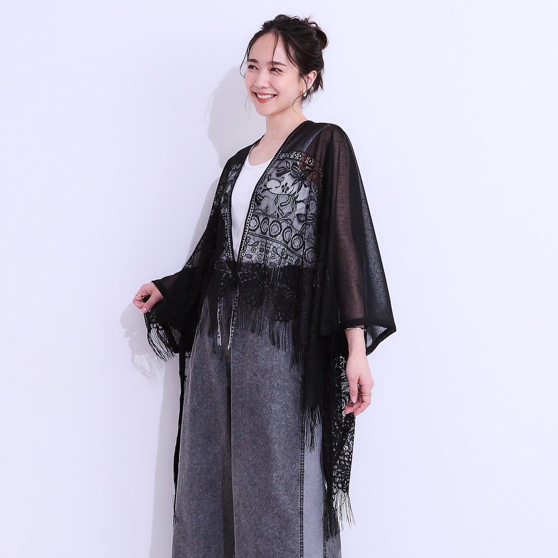 SHOO･LA･RUE「花柄レースポンチョ」|ポンチョ・ケープ|