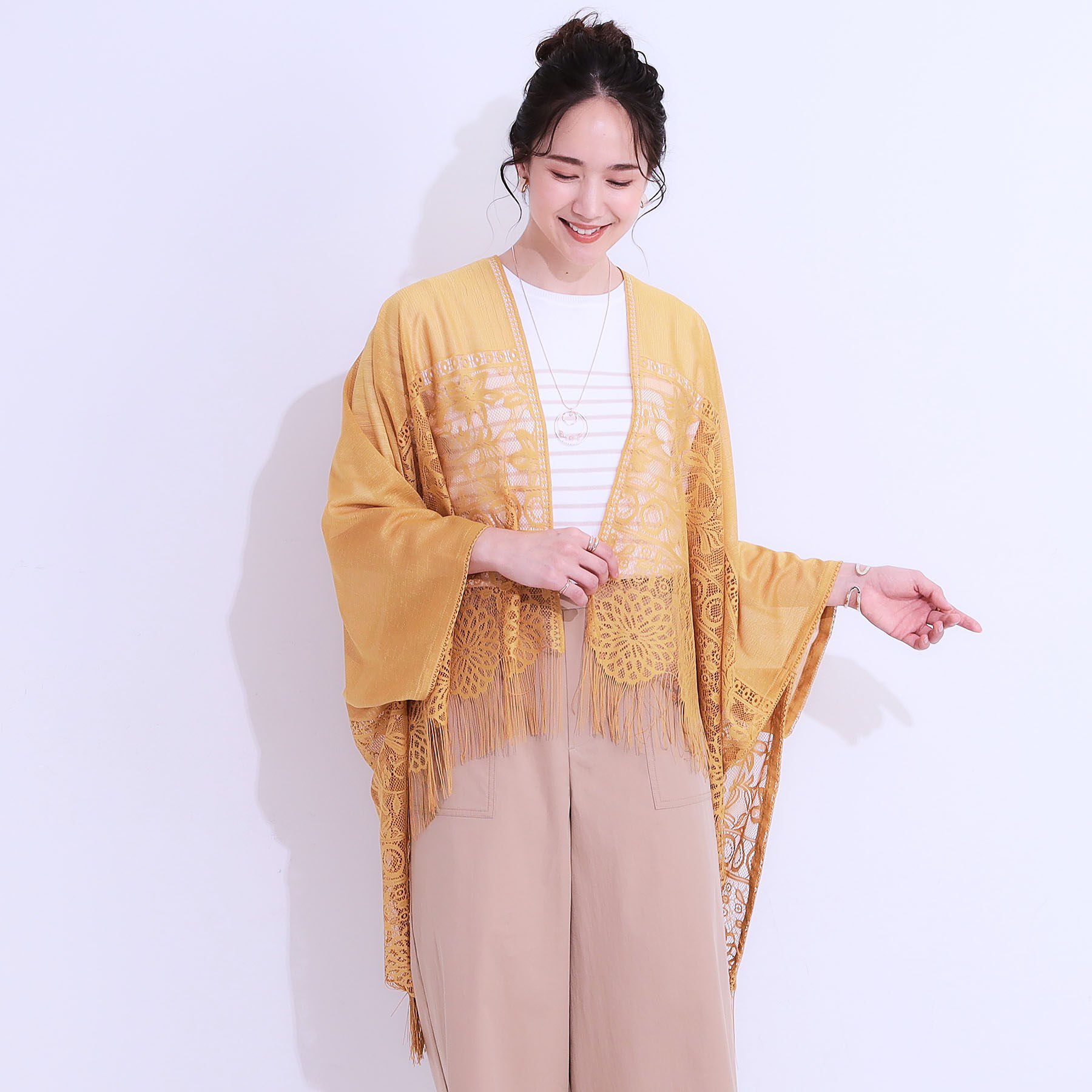 SHOO･LA･RUE「花柄レースポンチョ」|ポンチョ・ケープ|