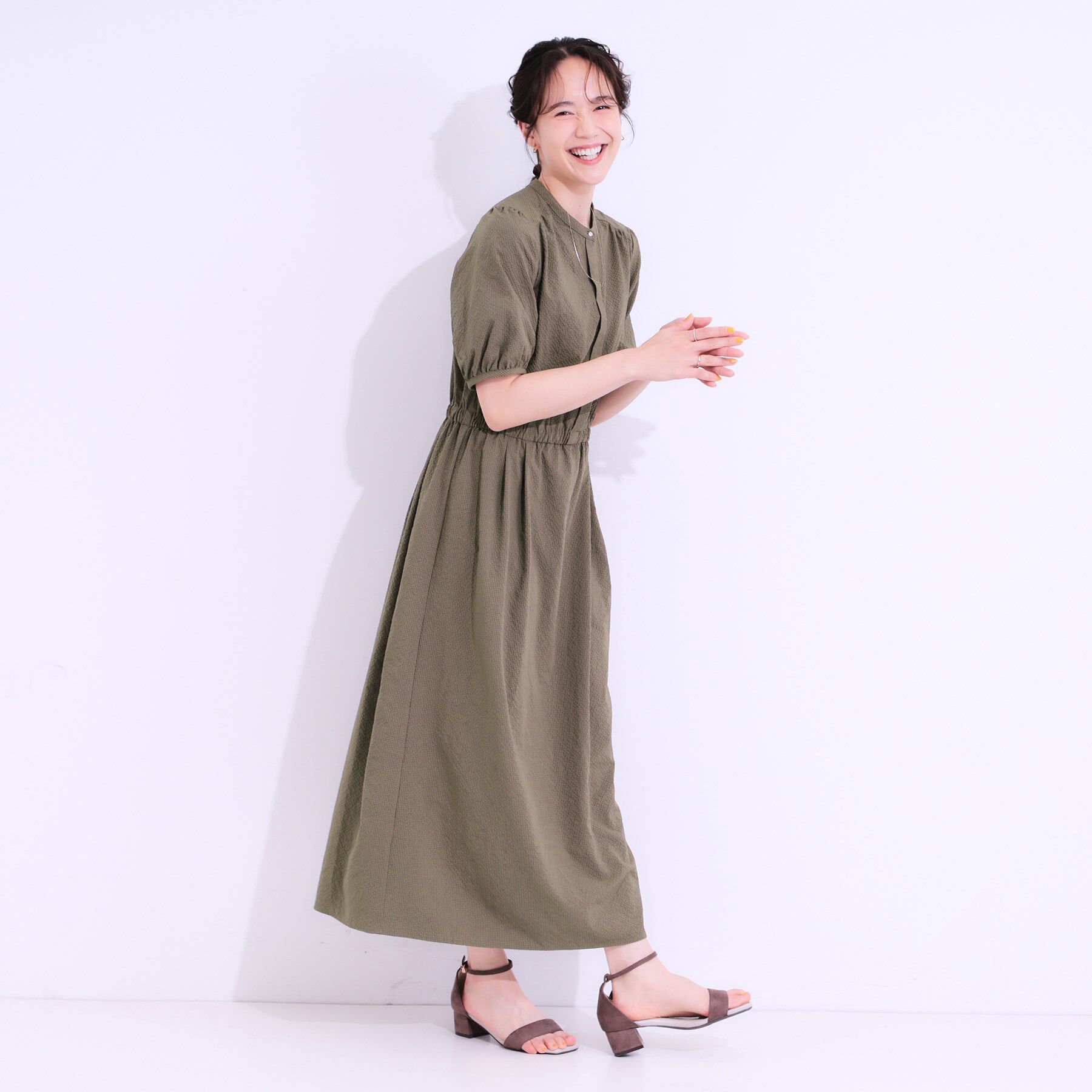 SHOO･LA･RUE「【洗える/S-LL/ひんやり/UV】女性らしさ漂う サッカーワンピース」|ワンピース|