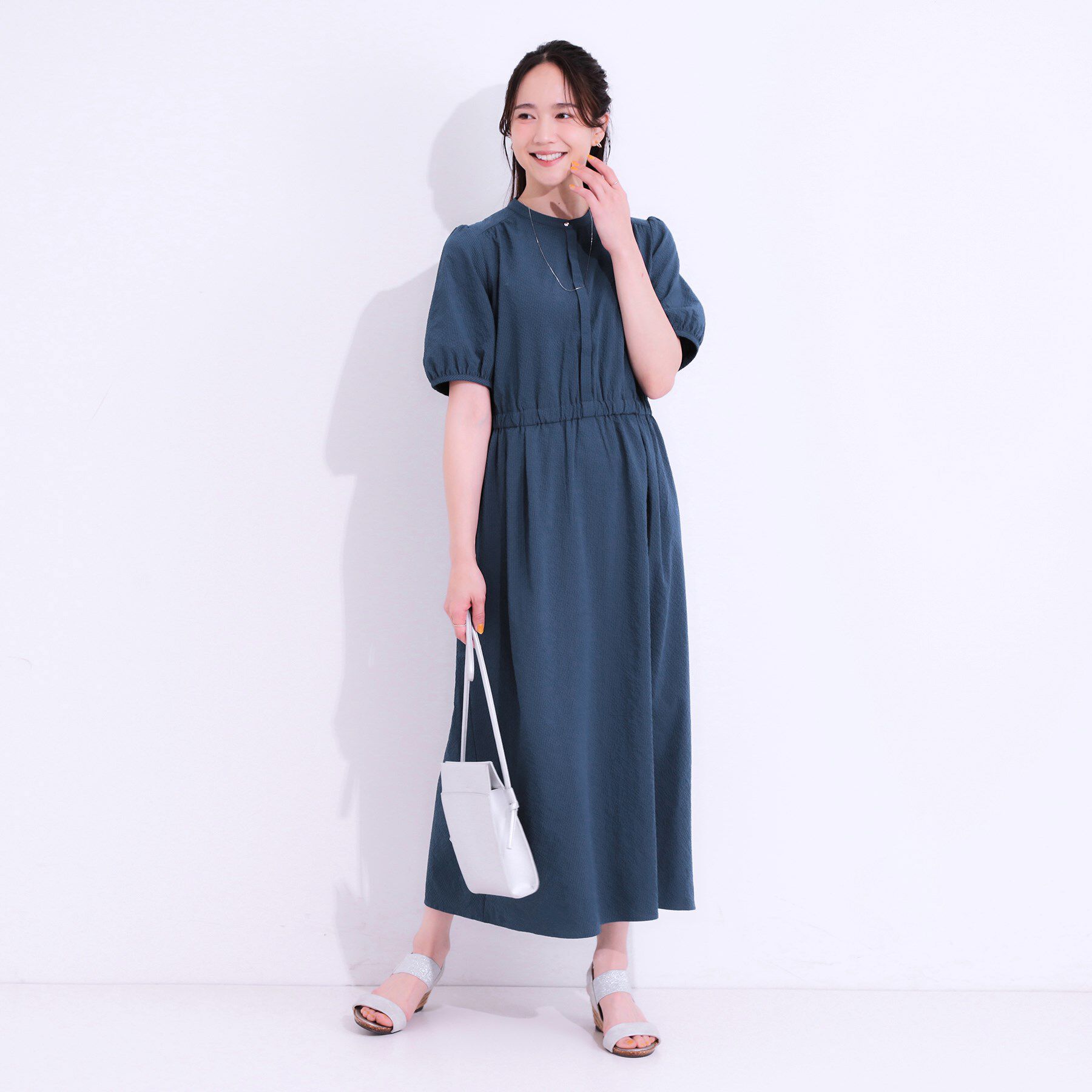 SHOO･LA･RUE「【洗える/S-LL/ひんやり/UV】女性らしさ漂う サッカーワンピース」|ワンピース|