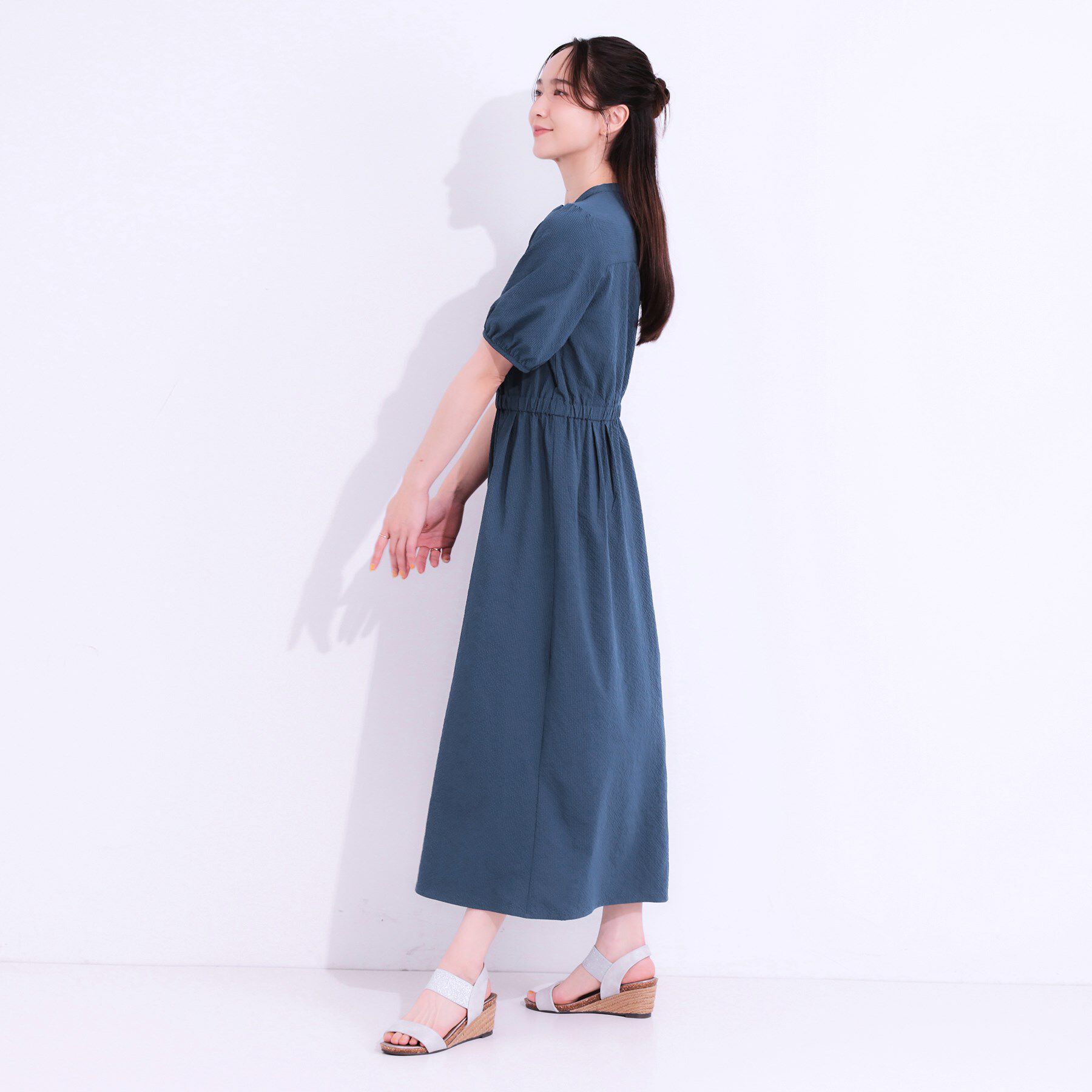 SHOO･LA･RUE「【洗える/S-LL/ひんやり/UV】女性らしさ漂う サッカーワンピース」|ワンピース|