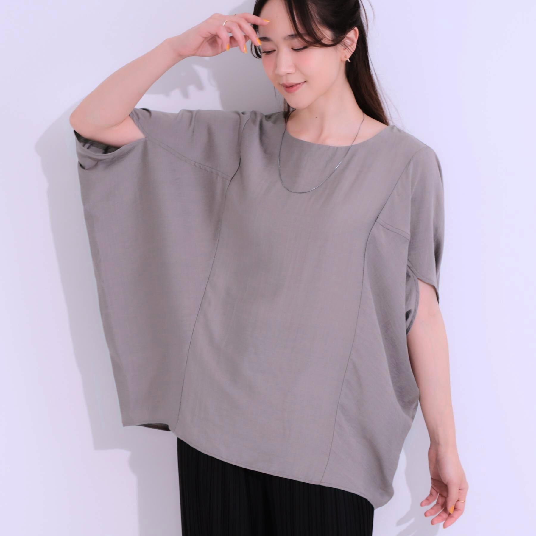 SHOO･LA･RUE「【S-LL/ひんやり/体型カバー】ゆるシルエットが心地よい ドルマンブラウス」|シャツ・ブラウス|トープ(054)