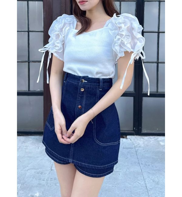 dazzlin「ショルダーボリュームフリルカットプルオーバー」|Tシャツ・カットソー|