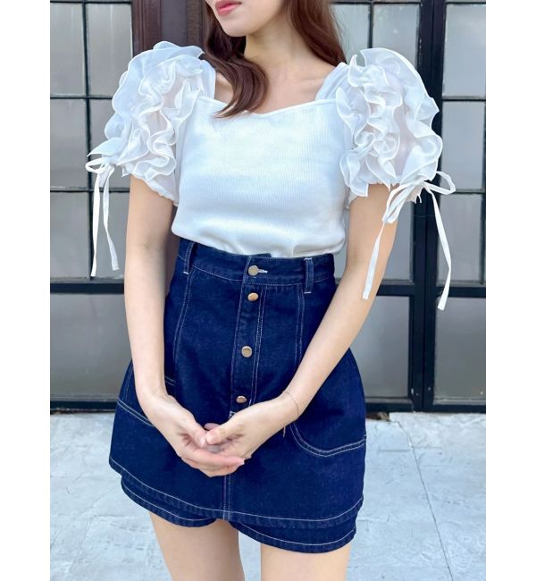 dazzlin「ショルダーボリュームフリルカットプルオーバー」|Tシャツ・カットソー|