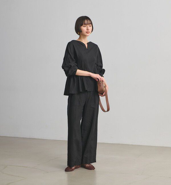 UNITED ARROWS「リネン スキッパー ペプラム ブラウス ‐ウォッシャブル‐」|シャツ・ブラウス|