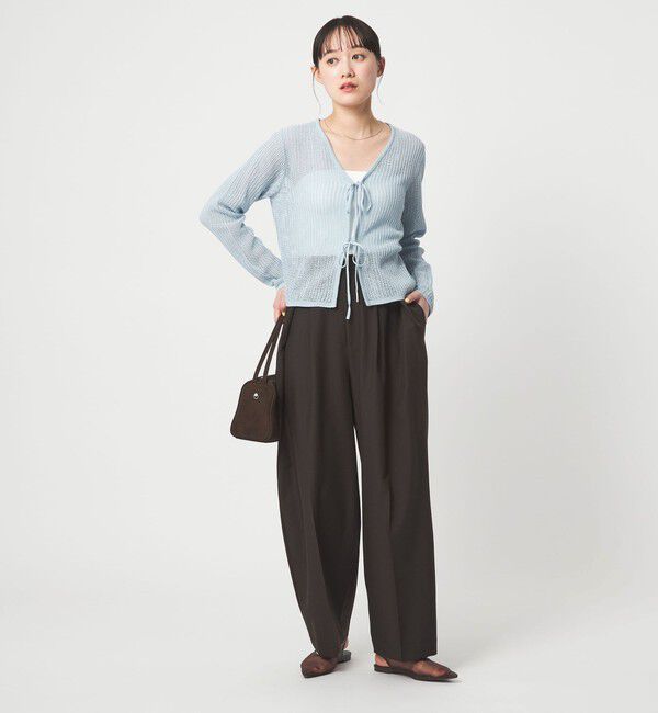 UNITED ARROWS green label relaxing「メッシュ リボン Vネック カーディガン」|カーディガン|
