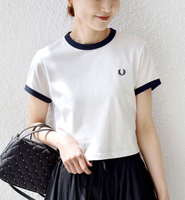 SHIPS for women「FRED PERRY:G9163 CROPPED RINGER TEE」|Tシャツ・カットソー|オフホワイト