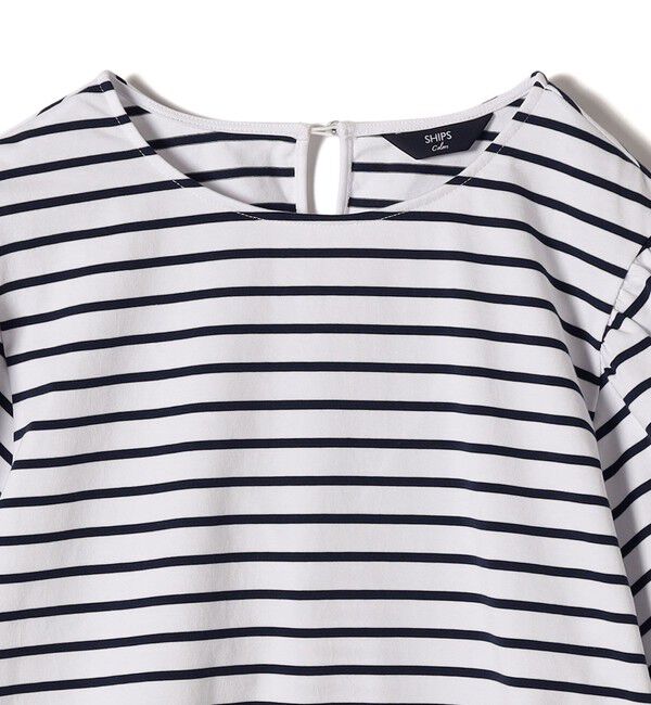 SHIPS Colors 「SHIPS Colors:〈洗濯機可能〉カラー ボーダー ギャザー スリーブ プルオーバー」|Tシャツ・カットソー|