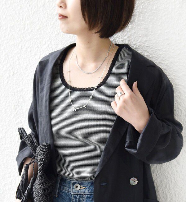 SHIPS for women「〈手洗い可能〉ボーダー レース トリミング 2WAY タンクトップ」|タンクトップ|