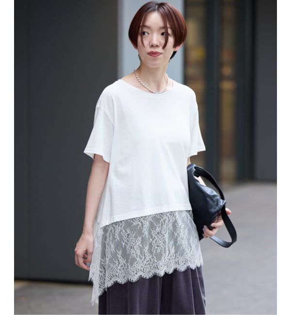 IENA「レースドッキングTシャツ」|Tシャツ・カットソー|