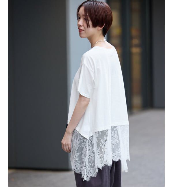IENA「レースドッキングTシャツ」|Tシャツ・カットソー|