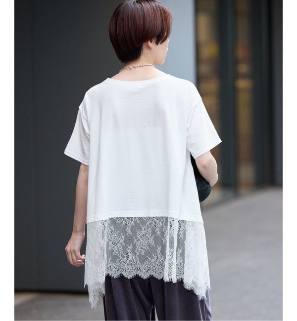IENA「レースドッキングTシャツ」|Tシャツ・カットソー|