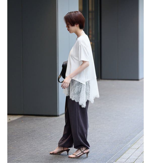 IENA「レースドッキングTシャツ」|Tシャツ・カットソー|