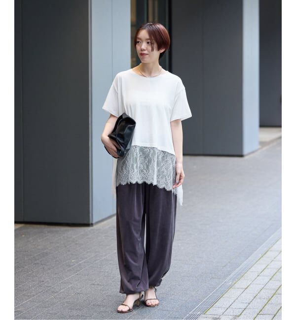 IENA「レースドッキングTシャツ」|Tシャツ・カットソー|