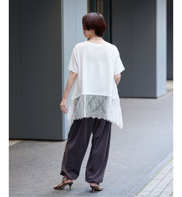 IENA「レースドッキングTシャツ」|Tシャツ・カットソー|
