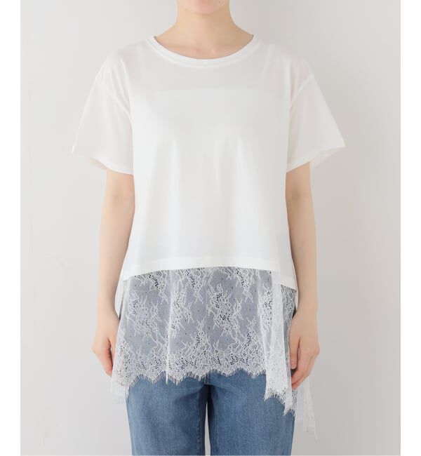 IENA「レースドッキングTシャツ」|Tシャツ・カットソー|
