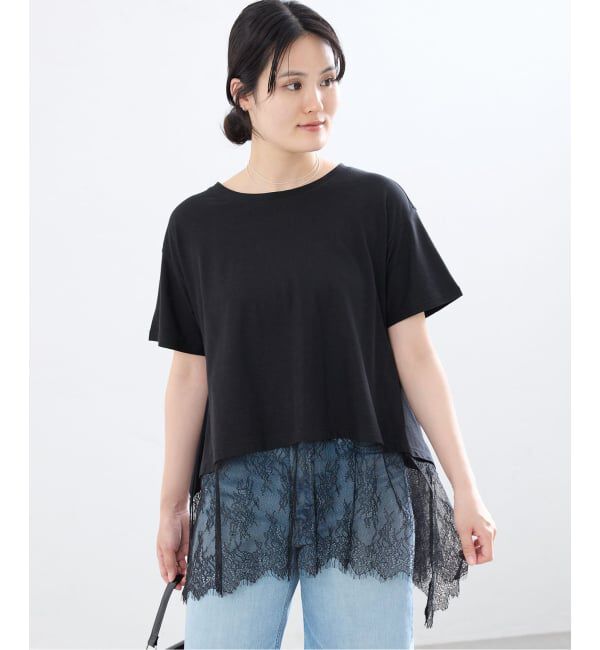 IENA「レースドッキングTシャツ」|Tシャツ・カットソー|