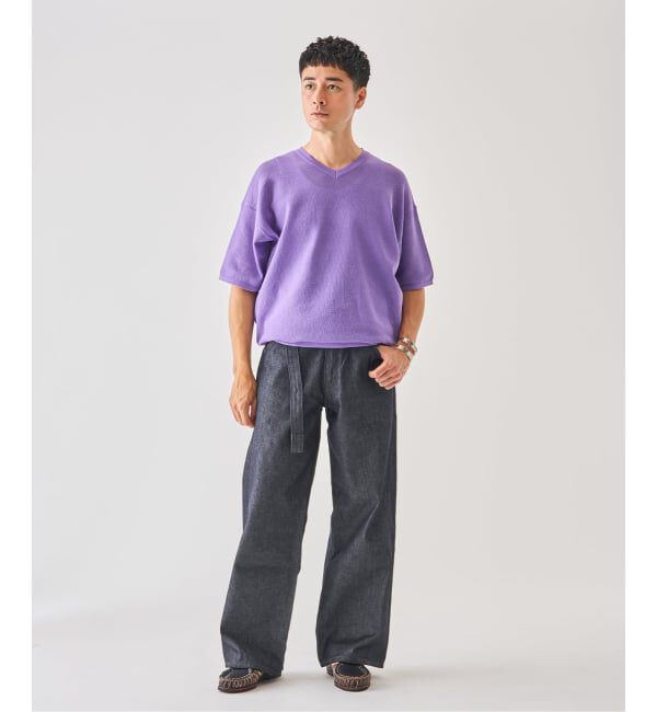 EDIFICE「LINEN LUXE V ネック ニット Tシャツ」|Tシャツ・カットソー|