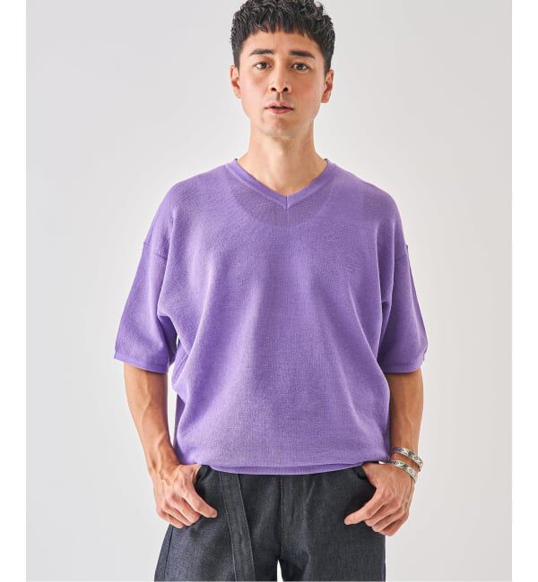 EDIFICE「LINEN LUXE V ネック ニット Tシャツ」|Tシャツ・カットソー|
