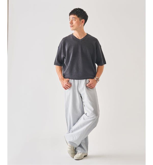 EDIFICE「LINEN LUXE V ネック ニット Tシャツ」|Tシャツ・カットソー|
