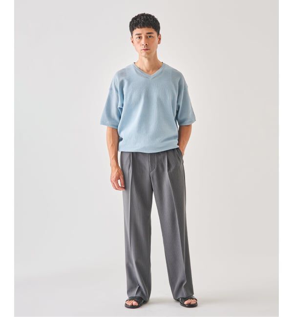 EDIFICE「LINEN LUXE V ネック ニット Tシャツ」|Tシャツ・カットソー|