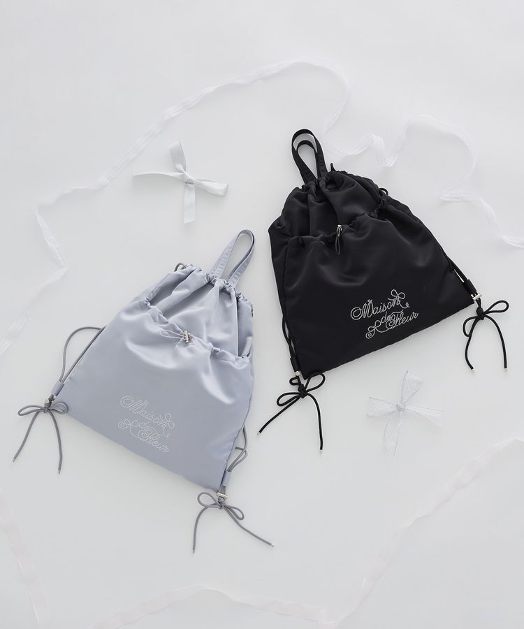 Maison de FLEUR「ギャザーリボンナップサック」|リュック|